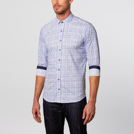 Fade Grid Button-Up // Blue (S)