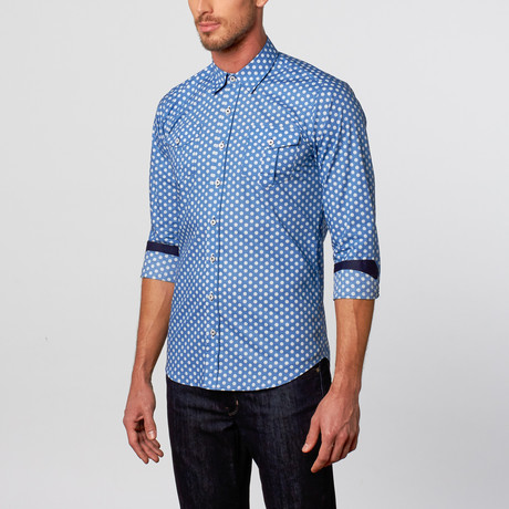 Double Pocket Button-Up // Blue + White (S)