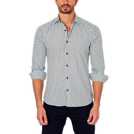 Jared Lang // Hexagons Button-Down Shirt // Black (S)