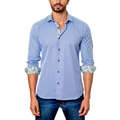 Jared Lang // Psychadelic Skills Placket Button-Down Shirt // Blue (S)