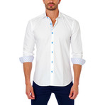 Jared Lang // Plaid Placket Button Down Shirt // White (3XL)