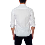 Block Chevron Placket Button-Down Shirt // White (L)