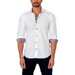 Block Chevron Placket Button-Down Shirt // White (L)