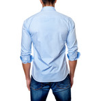 Plaid Placket Button-Down Shirt // Light Blue (S)