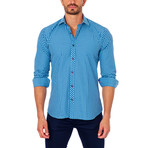 Jared Lang // Small Check Button-Down Shirt // Blue (XL)