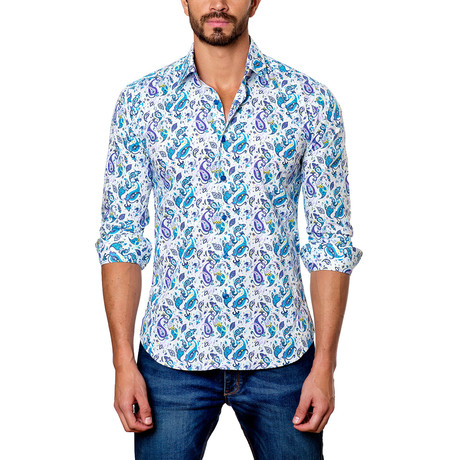 Jared Lang // Paisley Button-Up Shirt // Turquoise (S)