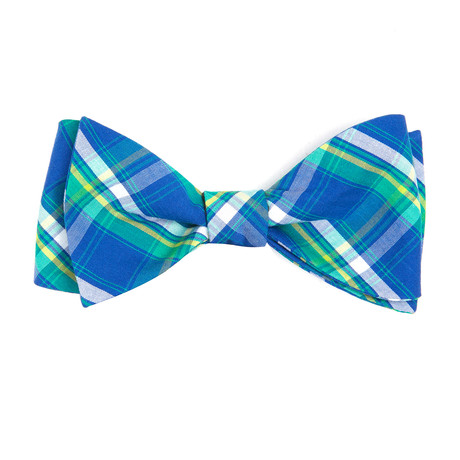 Sunset Plaid Bow Tie  // French Blue