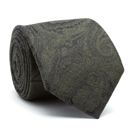 Alkaline Paisley Tie // Army Green