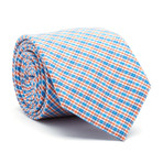 White Collar Plaid Tie // Orange