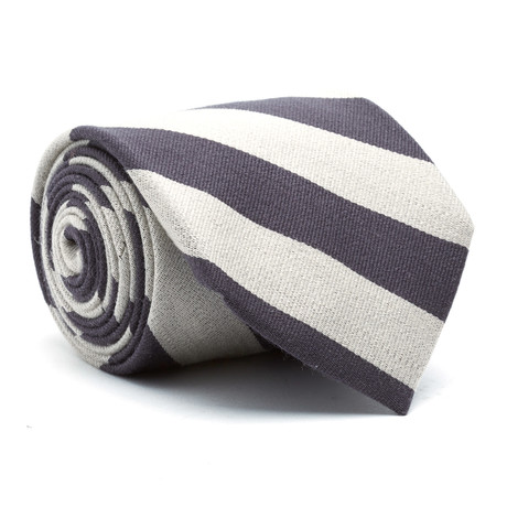 College Stripe Wool Tie // Light Taupe