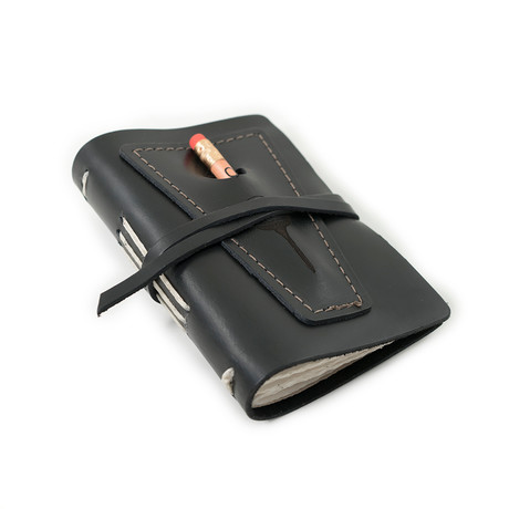 Leather Golf Log + Pocket (Black)