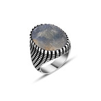 Sapphire Silver Gemstone Ring (Size 9)