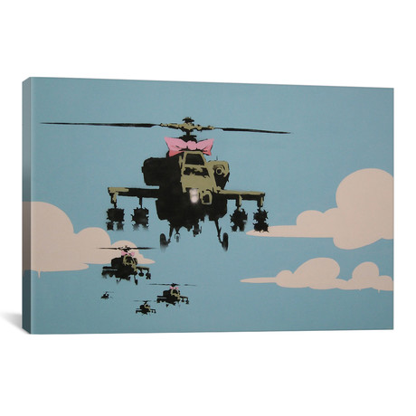 Banksy Happy Choppers // Helicopter (26"W x 18"H x 0.75"D)