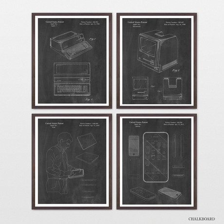 Apple Patent Collection // 4 Print Set // Chalkboard (8"W x 10"H)