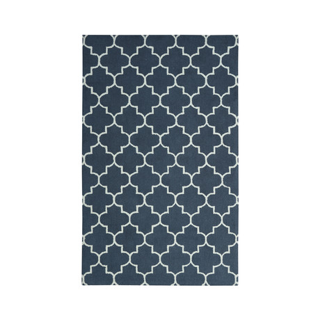 Moroccan Trellis Scroll Tile (Charcoal Blue)
