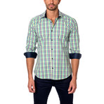 Plaid Button-Up // Purple + Green (M)