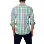 Plaid Button-Up // Purple + Green (M)