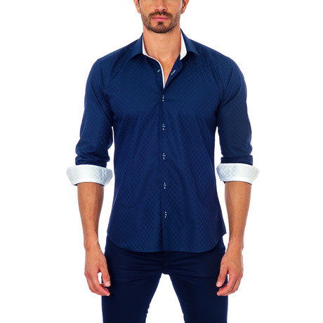 Jared Lang // Textured Button-Up // Navy (S)