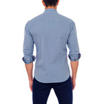 Micro-Gingham Button-Up Shirt // Navy (2XL)