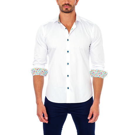 Ninja Star Placket Button-Up Shirt // White (S)