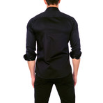Jared Lang // Plaid Placket Button-Up Shirt // Black (XL)