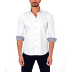 Jared Lang // Plaid Placket Button-Up Shirt // White (XL)