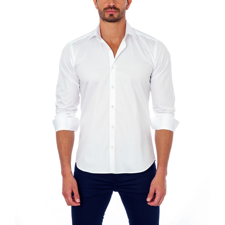 Solid Button-Up Shirt // White (S)