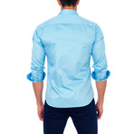 Solid Button-Up Shirt // Light Blue (XL)