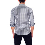 Mixed Plaid Button-Up Shirt // Black + White (L)