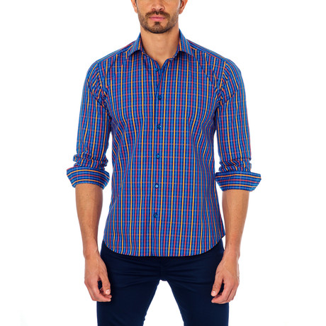 Unsimply Stitched // Office Stripe Button-Up Shirt // Medium Blue (S)