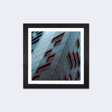 Red Windows by Gilbert Claes // Black Framed (16"W x 16"H x 1"D)