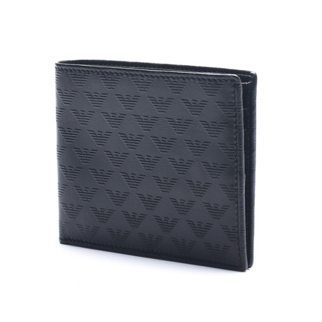 Classic Leather Bi-Fold Logo Printed Wallet // Black