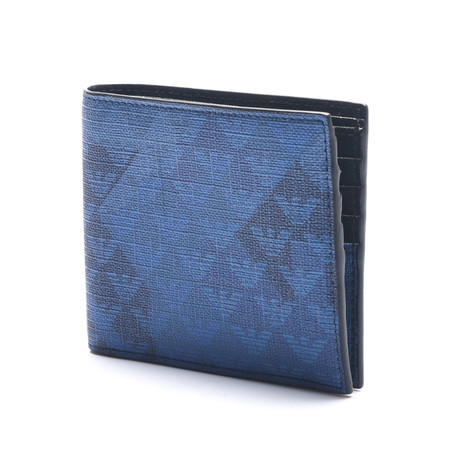 Bi-Fold Logo Patterned PVC Wallet // Blue