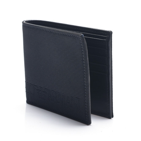 Bi-Fold Striped Logo Wallet // Blue