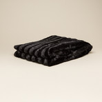 Chinchilla Stripe Cuddle Fur Throw/Blanket // Black (50"L x 65"W)
