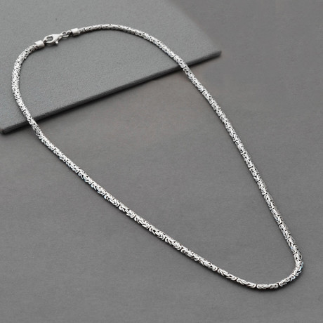 Sterling Silver Oval Borobudur Necklace (18”)