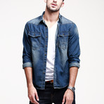 Kuegou // Classic Denim Button-Up // Blue (L)