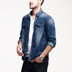 Kuegou // Classic Denim Button-Up // Blue (L)