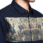 Mural Button-Up // Navy (M)