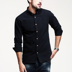 Kuegou // All Night Button-Down // Black (XL)