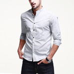 Moa Collar Grid Button-Up // Light Grey (L)