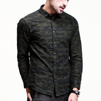 Kuegou // Camo Button-Up // Green (XL)