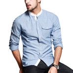 Moa Collar Button-Up // Blue (XL)