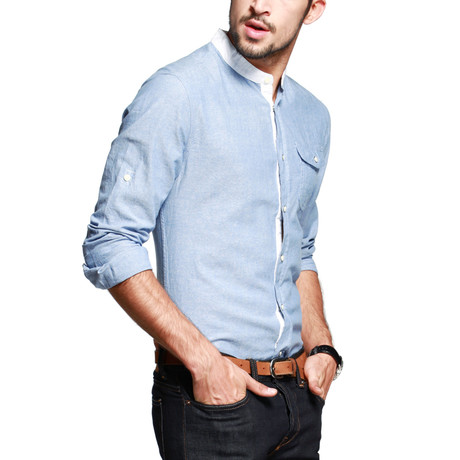 Moa Collar Button-Up // Blue (S)