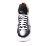 DapperMan // Mixed Media High-Top Sneaker // Black + Grey (Euro: 44)