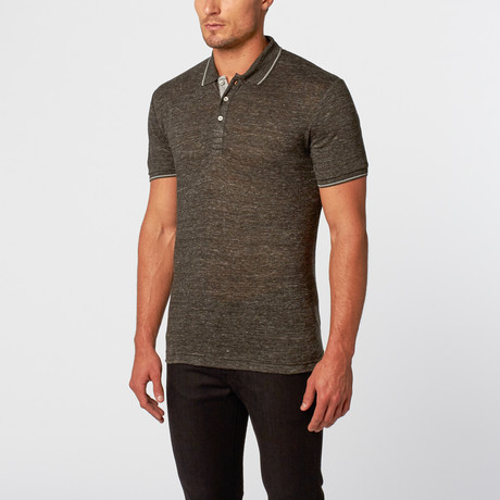 Textured Knit Polo Shirt // Charcoal (S)