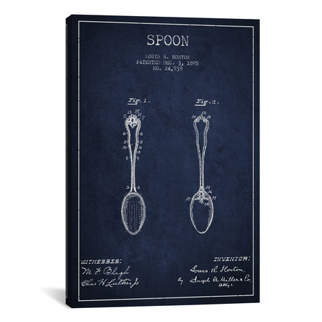 Spoon Navy Blue Patent Blueprint // Aged Pixel (26"W x 18"H x 0.75"D)