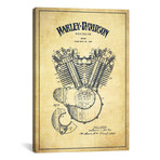 Harley-Davidson Vintage Patent Blueprint // Aged Pixel (40"W x 60"H x 1.5"D)