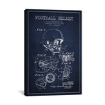 Football Helmet Navy Blue Patent Blueprint // Aged Pixel (26"W x 40"H x 1.5"D)