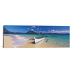 Fishing boat moored on the beach, Palawan, Philippines // Panoramic Images (36"W x 12"H x 0.75"D)